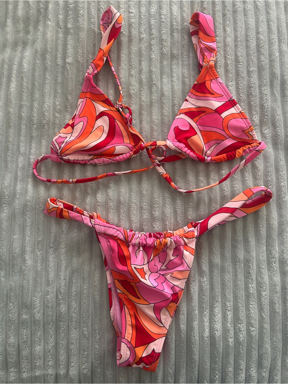 Wild Fable Pucci Inspired Patterned Triangle Bikini Set